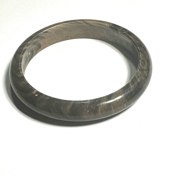 Brown & Beige Swirled Bangle Bracelet Plastic Retro Earthy Colors - Picture 2 of 6